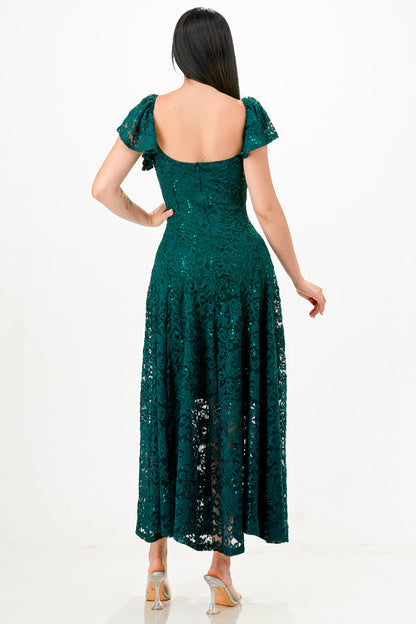 Butterfly sleeve lace dress