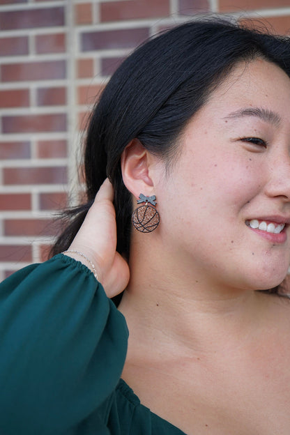Bow Basketball Earrings
