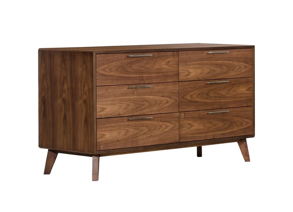 30" Walnut Solid Wood Five Drawer Chest