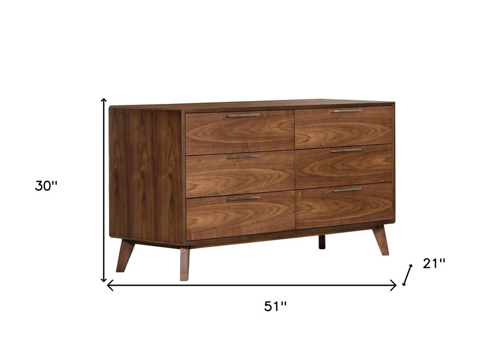 30" Walnut Solid Wood Five Drawer Chest