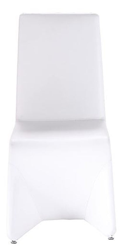 Set of Two White Upholstered Faux Leather Dining Side Chairs