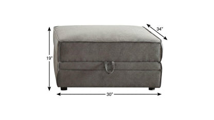 30" Gray Velvet Storage Ottoman