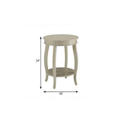 24" Teal Blue Solid Wood Round End Table With Shelf