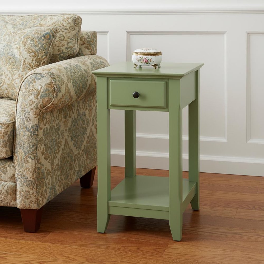 23" Pale Green Single Drawer End Table