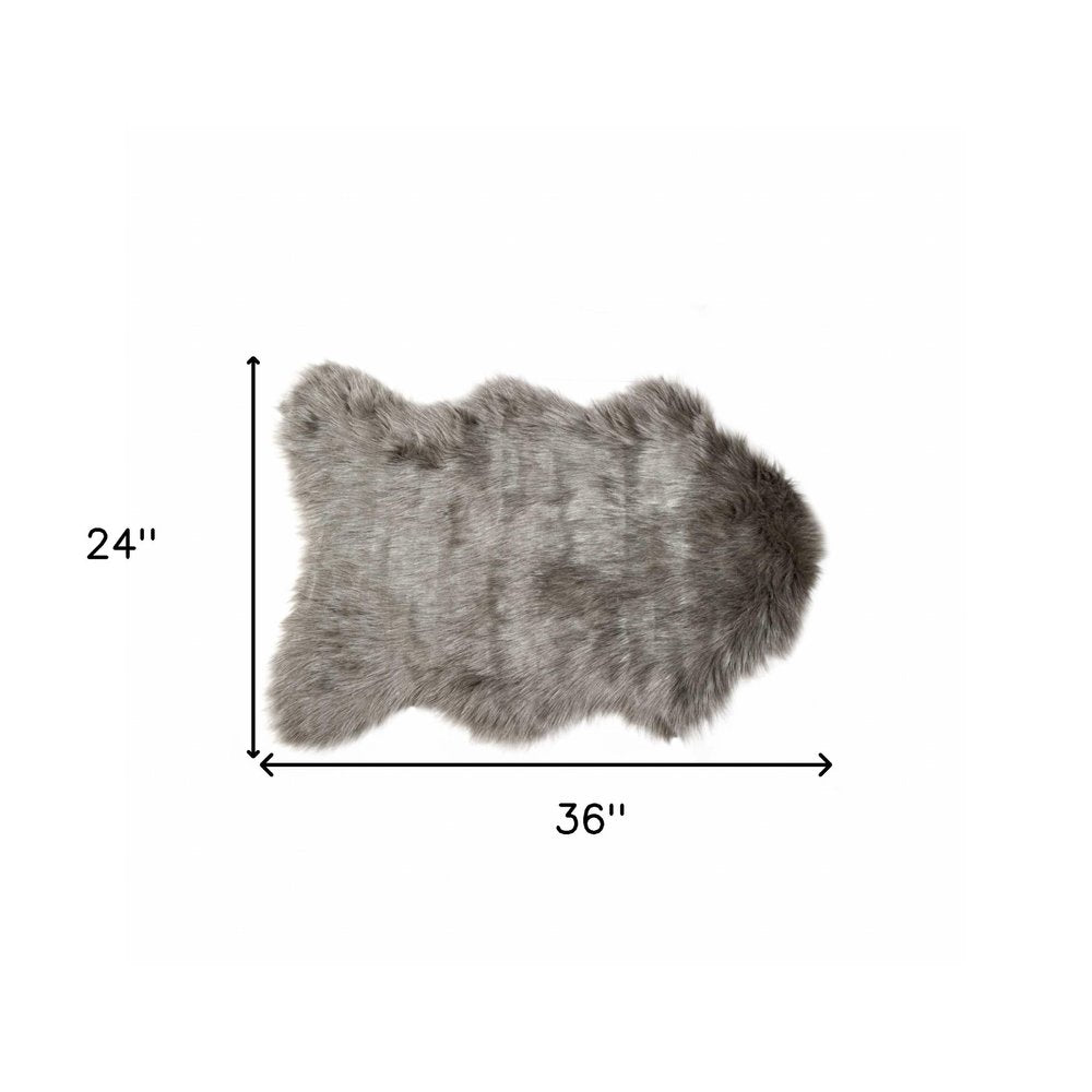 2' X 3' Gray Faux Sheepskin Area Rug