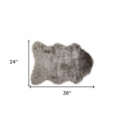 2' X 3' Gray Faux Sheepskin Area Rug