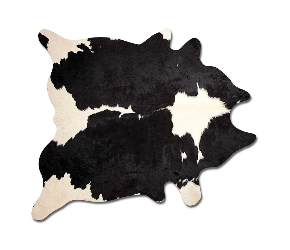 6' X 7' Tan And White Cowhide Cowhide Print Area Rug