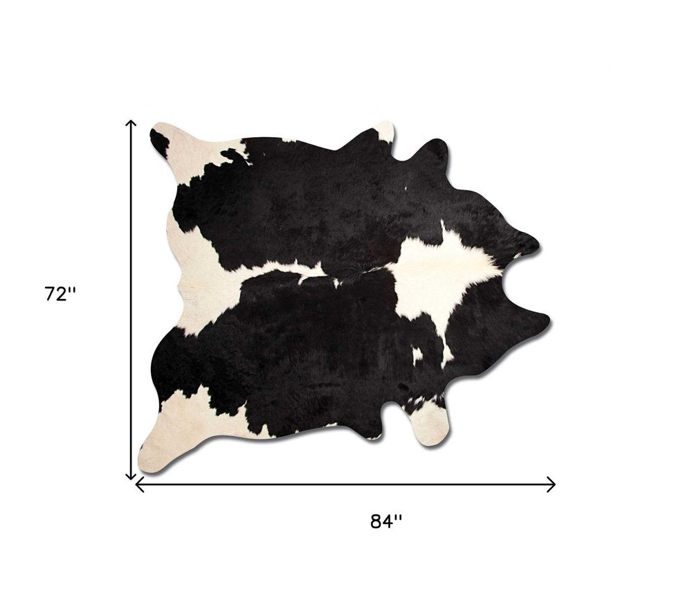 6' X 7' Tan And White Cowhide Cowhide Print Area Rug