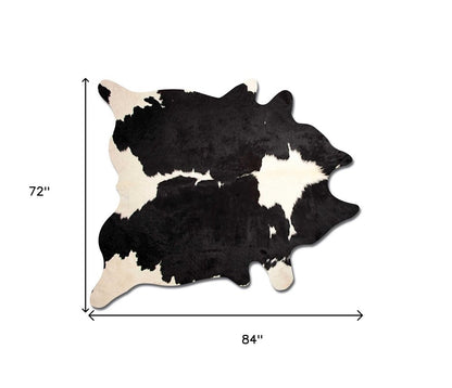 6' X 7' Tan And White Cowhide Cowhide Print Area Rug