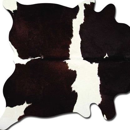 6' X 7' Brown And White Cowhide Cowhide Print Area Rug