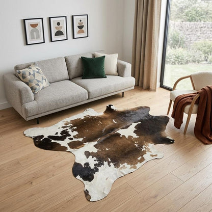 6' X 7' Tan And White Cowhide Cowhide Print Area Rug