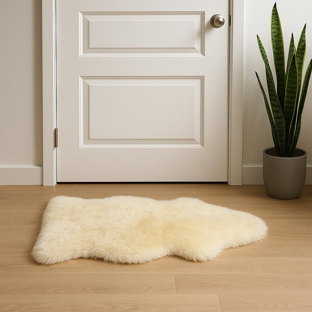 2' X 3' Taupe Genuine Sheepskin Animal Print Shag Area Rug