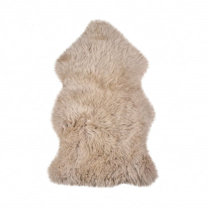 2' X 3' Taupe Genuine Sheepskin Animal Print Shag Area Rug