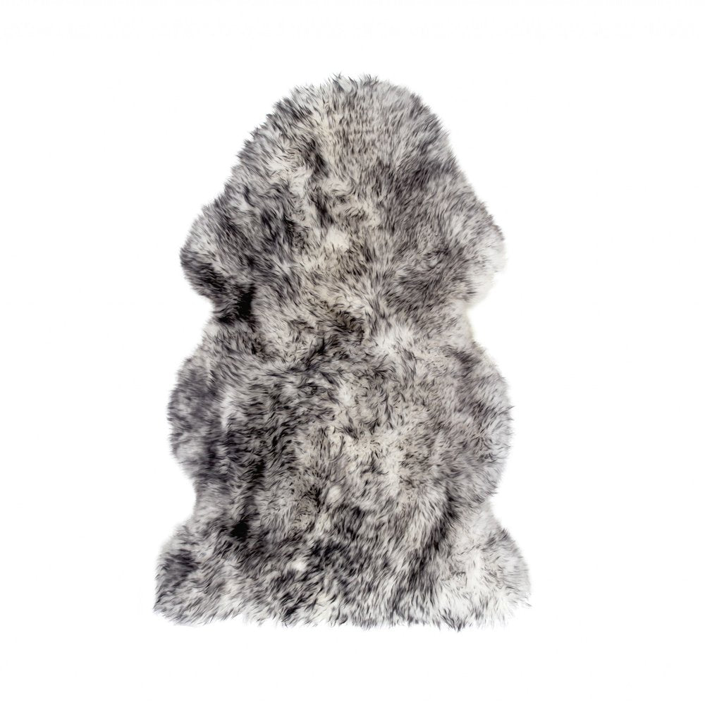 2' X 3' Gray Genuine Sheepskin Animal Print Shag Area Rug