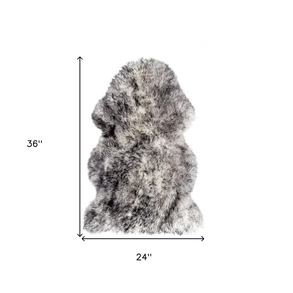 2' X 3' Gray Genuine Sheepskin Animal Print Shag Area Rug