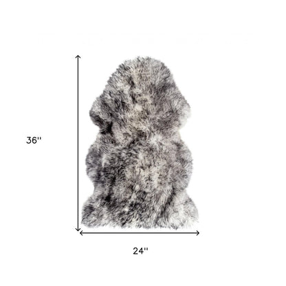 2' X 3' Gray Genuine Sheepskin Animal Print Shag Area Rug