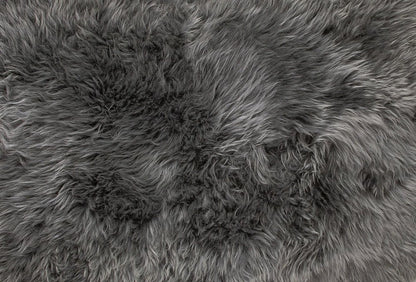 2' X 3' Gray Genuine Sheepskin Animal Print Shag Area Rug