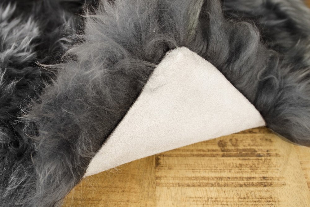 2' X 3' Gray Genuine Sheepskin Animal Print Shag Area Rug