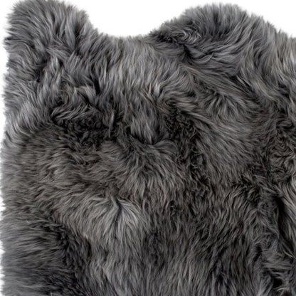 2' X 3' Gray Genuine Sheepskin Animal Print Shag Area Rug
