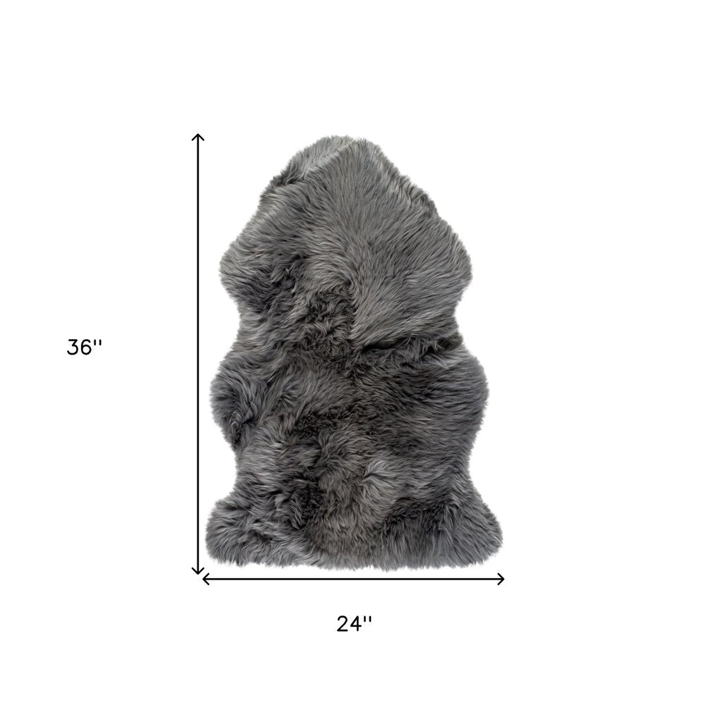 2' X 3' Gray Genuine Sheepskin Animal Print Shag Area Rug
