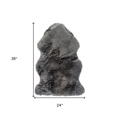 2' X 3' Gray Genuine Sheepskin Animal Print Shag Area Rug