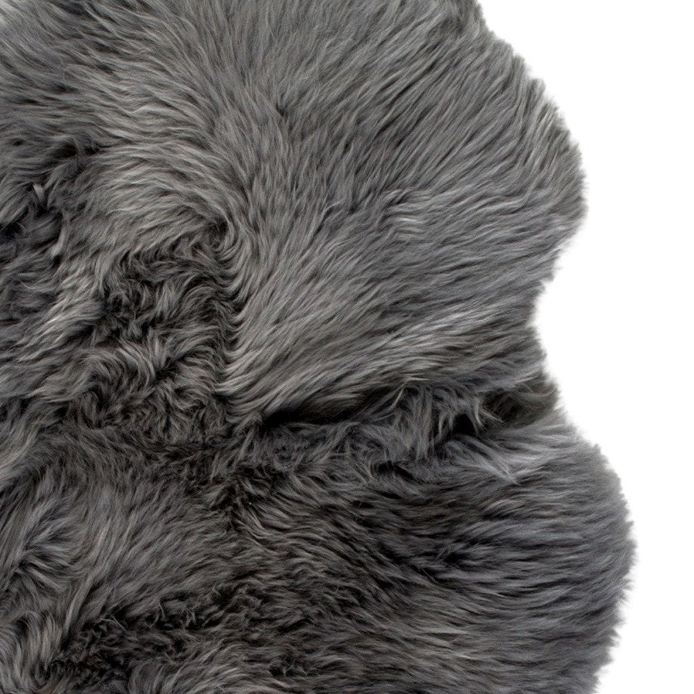 2' X 3' Gray Genuine Sheepskin Animal Print Shag Area Rug
