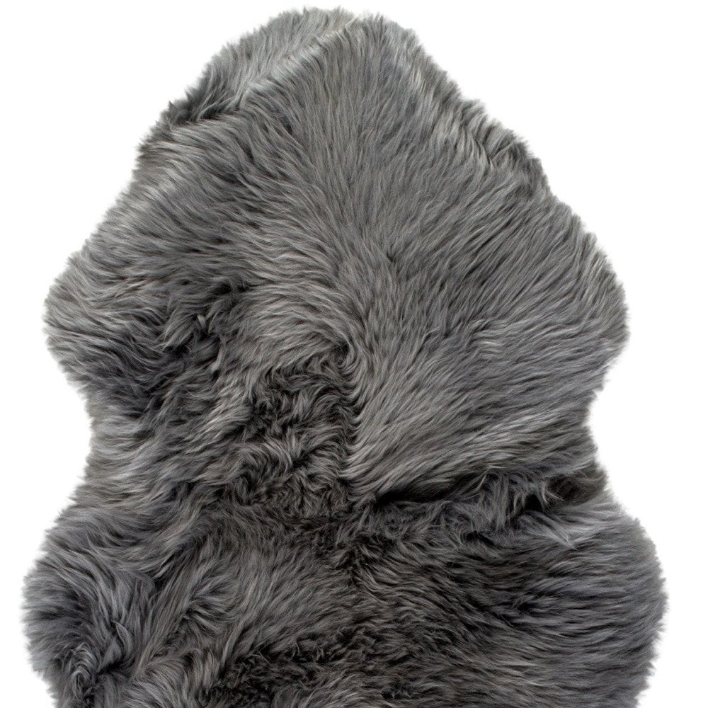 2' X 3' Gray Genuine Sheepskin Animal Print Shag Area Rug