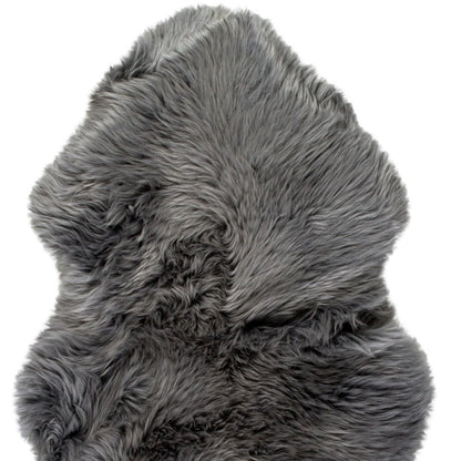 2' X 3' Gray Genuine Sheepskin Animal Print Shag Area Rug
