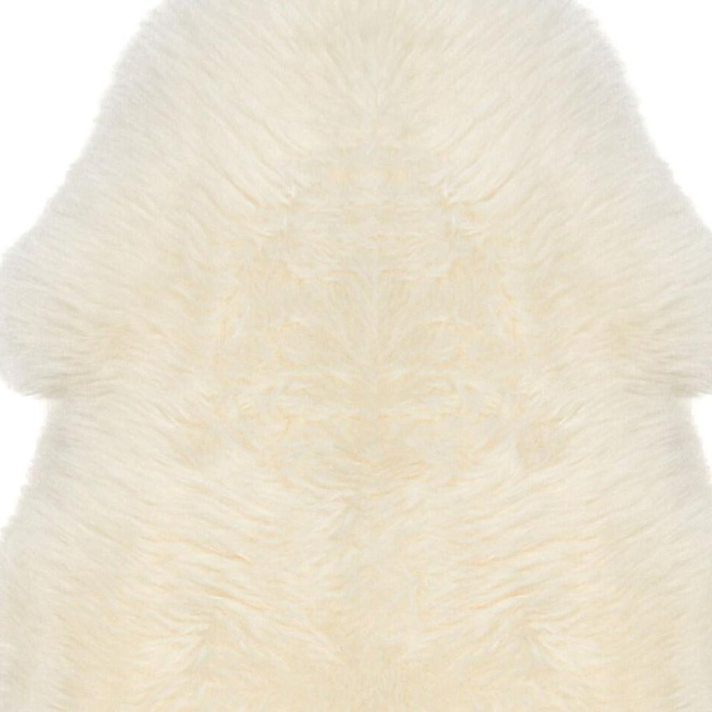 2' X 3' White Natural New Zealand Sheepskin Wool Area Rug