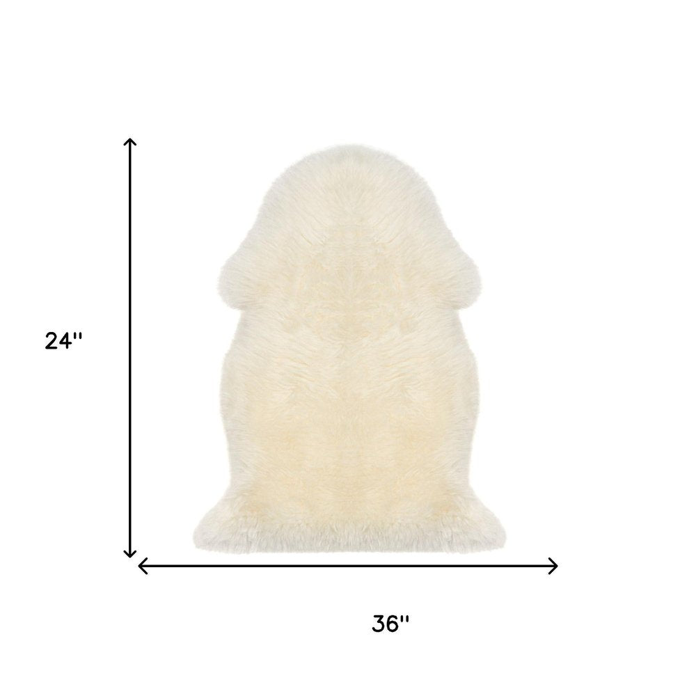 2' X 3' White Natural New Zealand Sheepskin Wool Area Rug