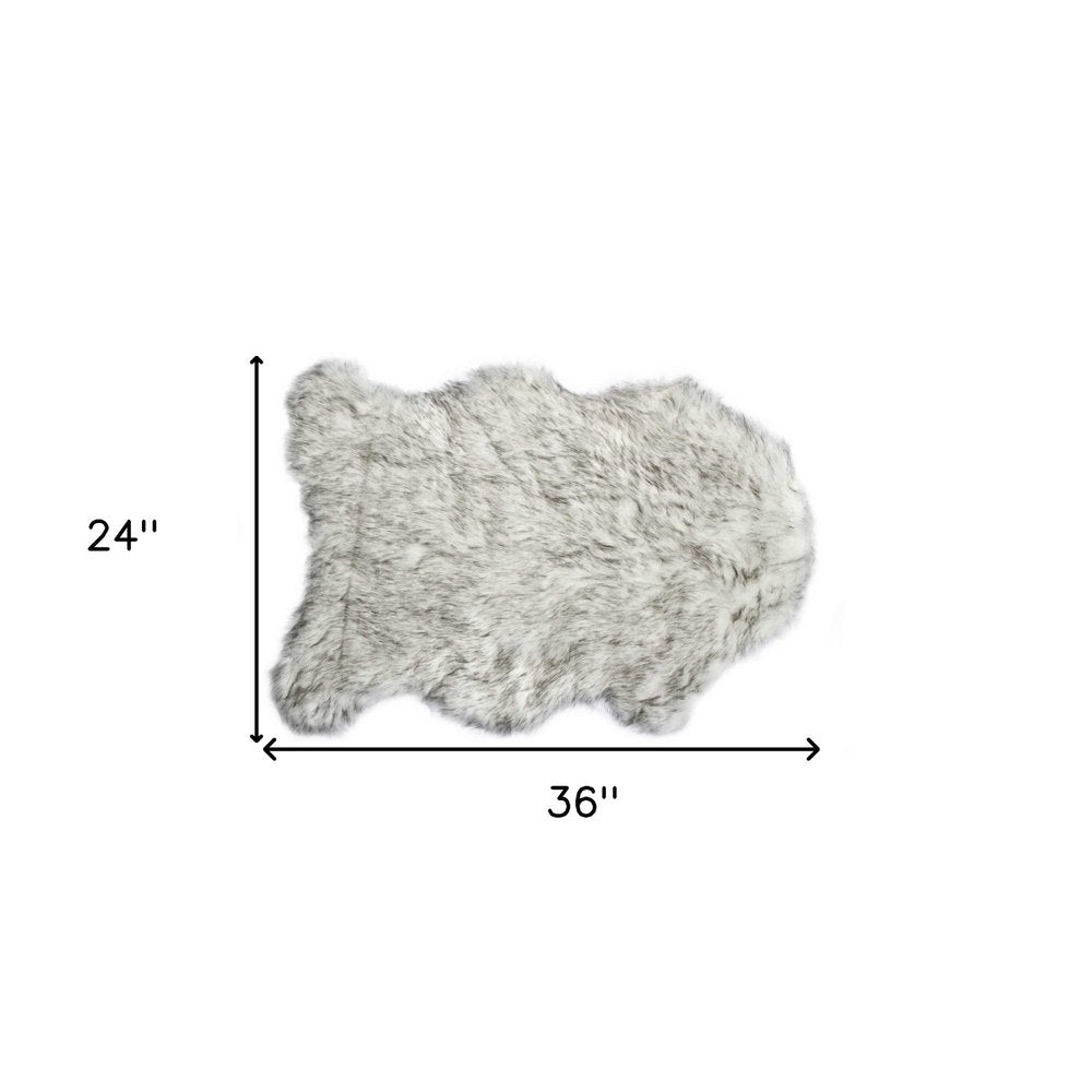 2' X 3' Gray Faux Sheepskin Washable Area Rug