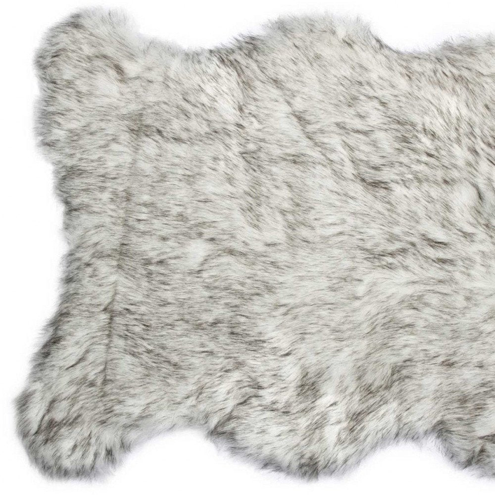 2' X 3' Gray Faux Sheepskin Washable Area Rug