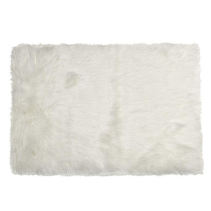 5' X 8' Off White Faux Fur Area Rug