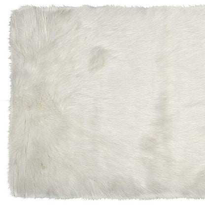 5' X 8' Off White Faux Fur Area Rug