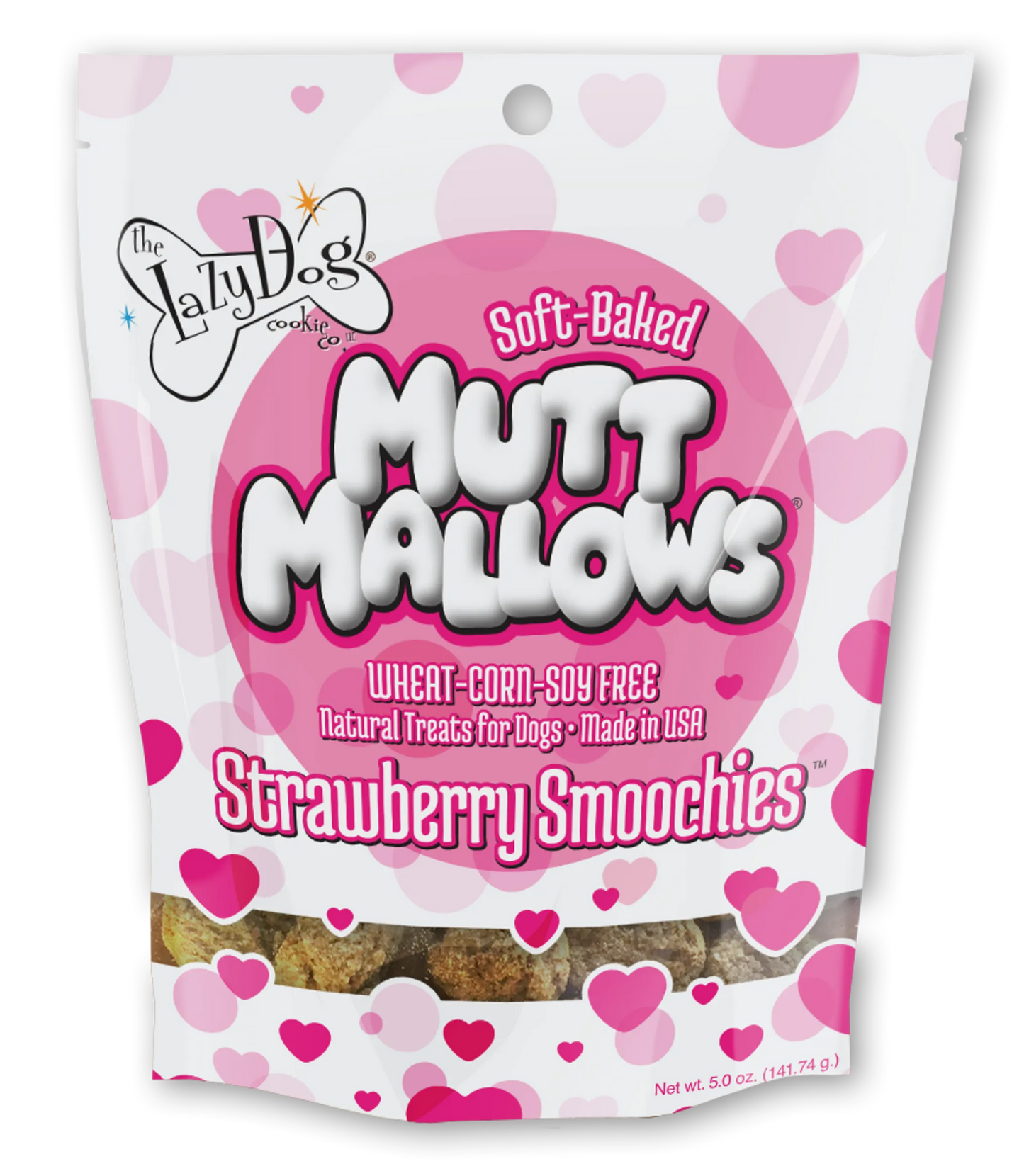 Lazy Dog Mutt Mallows Strawberry Smoochies Dog Treat 5oz