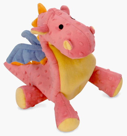 goDog Dragon w/Chew Guard Coral Plush Dog Toy Large