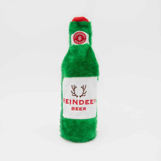 ZippyPaws Holiday Happy Hour Crusherz Reindeer Beer Plush Dog Toy