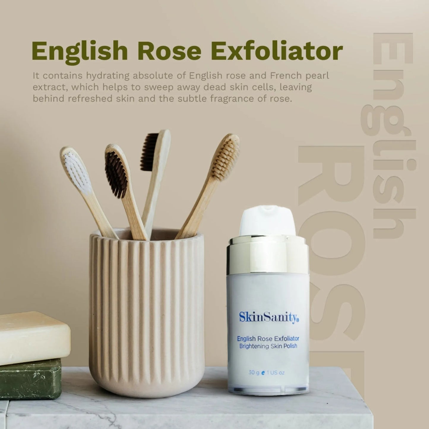 SkinSanity English Rose Facial Exfoliator Brightening Skin Polish 0.5 oz