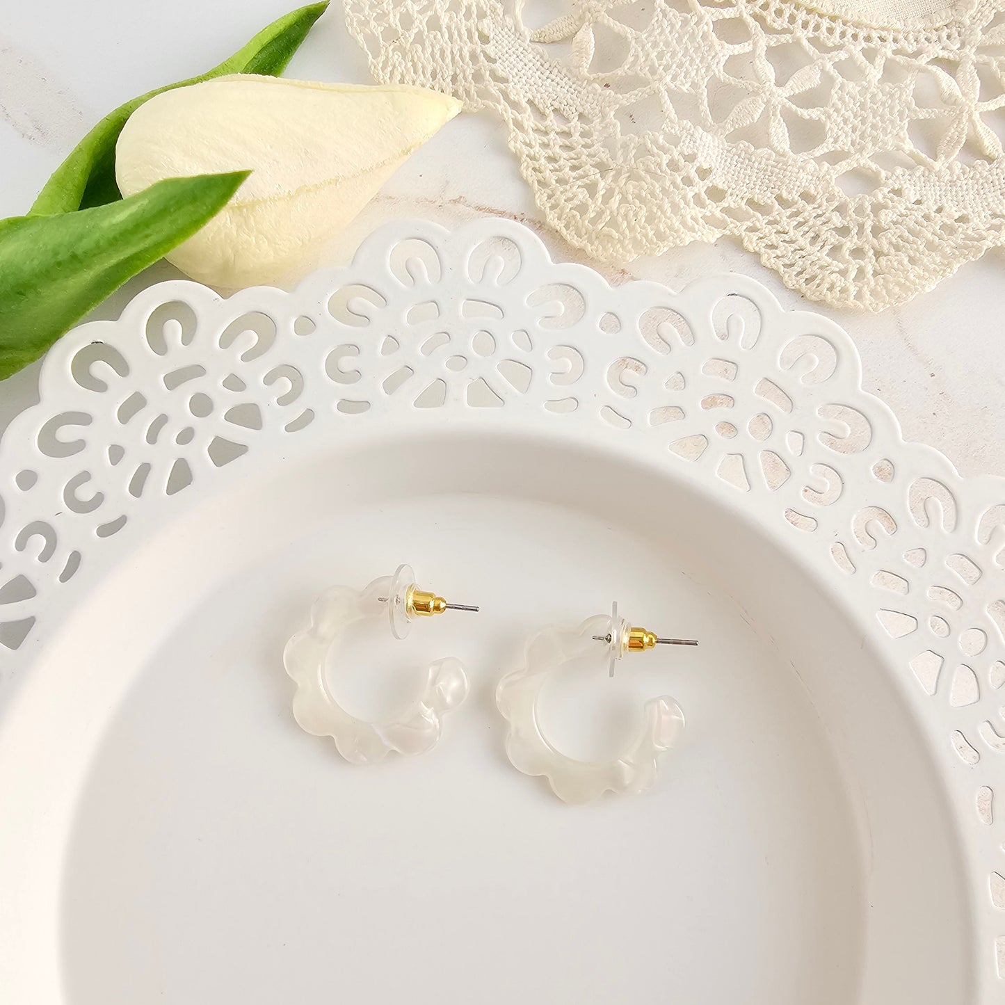 Flora Mini Hoops - Opalite