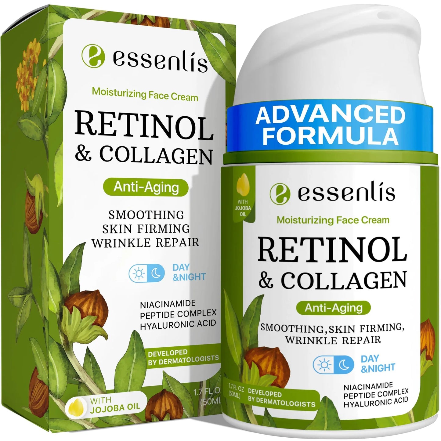 Retinol Cream for Face Anti Aging Face Moisturizer with Collagen & Hyaluronic Acid Day & Night Face Cream for Women and Men