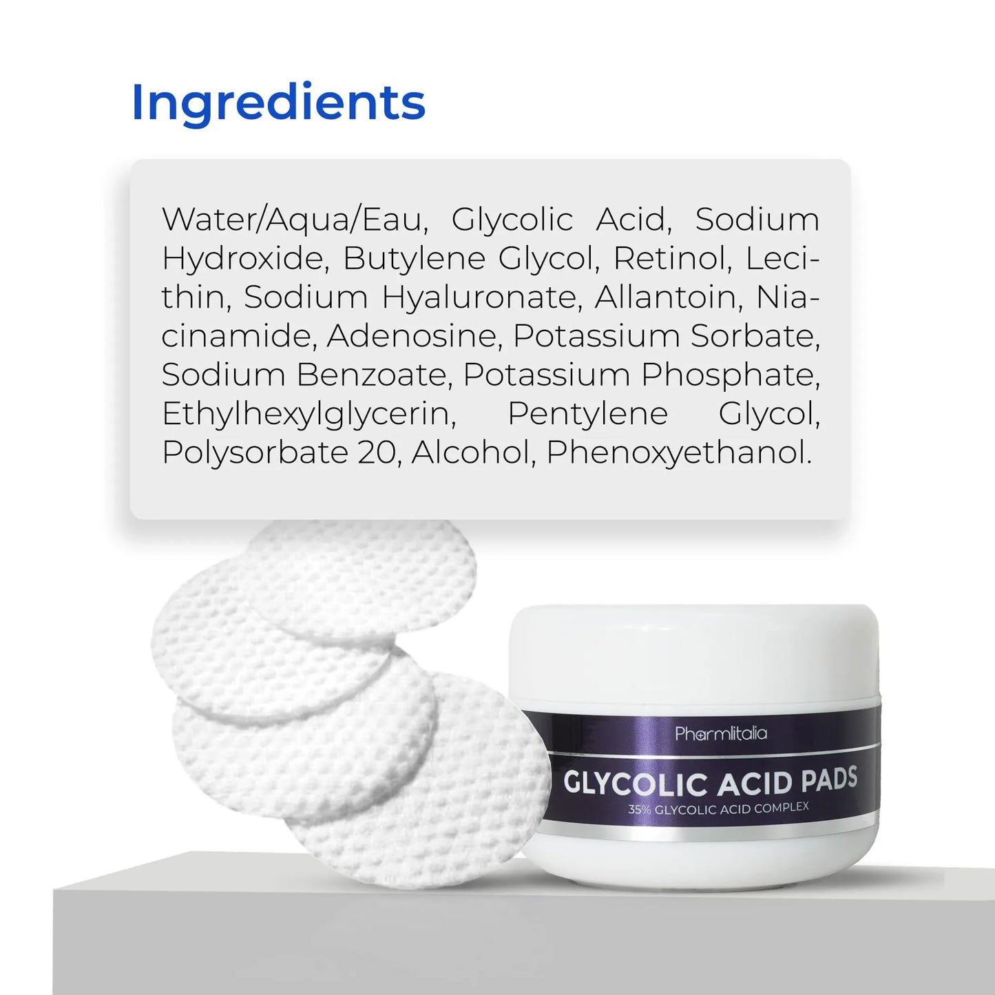 Glycolic Acid Pads 35% Anti Aging Treatment for Clearer Smoother Skin