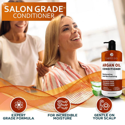 Argan Oil Conditioner Sulfate Free with No Parabens Moroccan Botanicals for Women and Men Professional Moisturizing Anti Frizz Hydrating Solution for