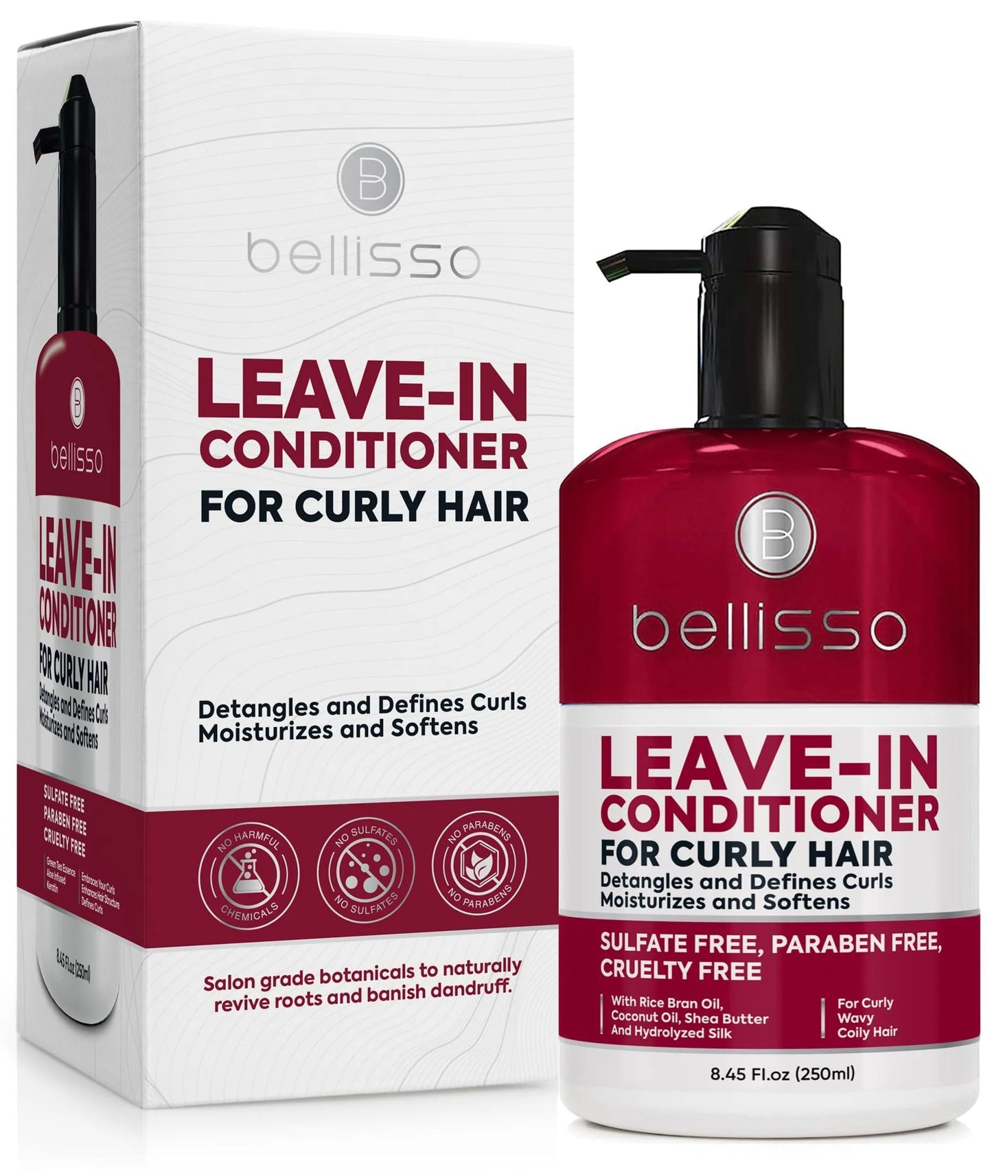 Leave in Conditioner for Curly Hair Frizz Control for Women and Men Restores Dry Damaged and Wavy Hair Detangler Cream and Sulfate Free Anti Static Mo