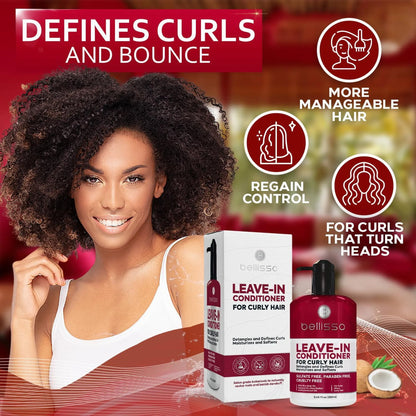 Leave in Conditioner for Curly Hair Frizz Control for Women and Men Restores Dry Damaged and Wavy Hair Detangler Cream and Sulfate Free Anti Static Mo