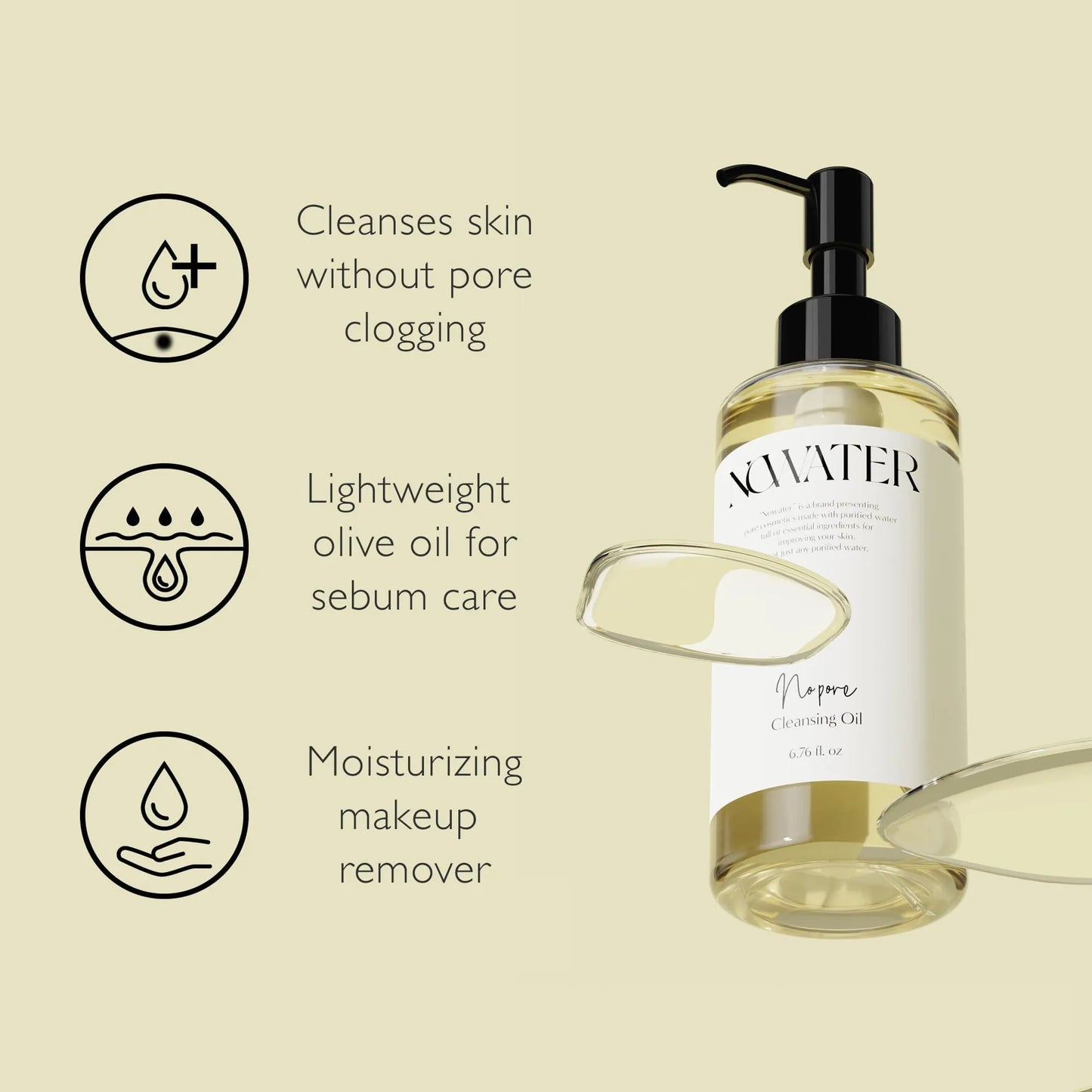 No Pore Cleansing Oil Makeup Cleansing Oil Pore Cleansing Blackheads Removal Olive Oil Tea Tree Squalane Korean Skin Care for face (6.76 fl.oz)