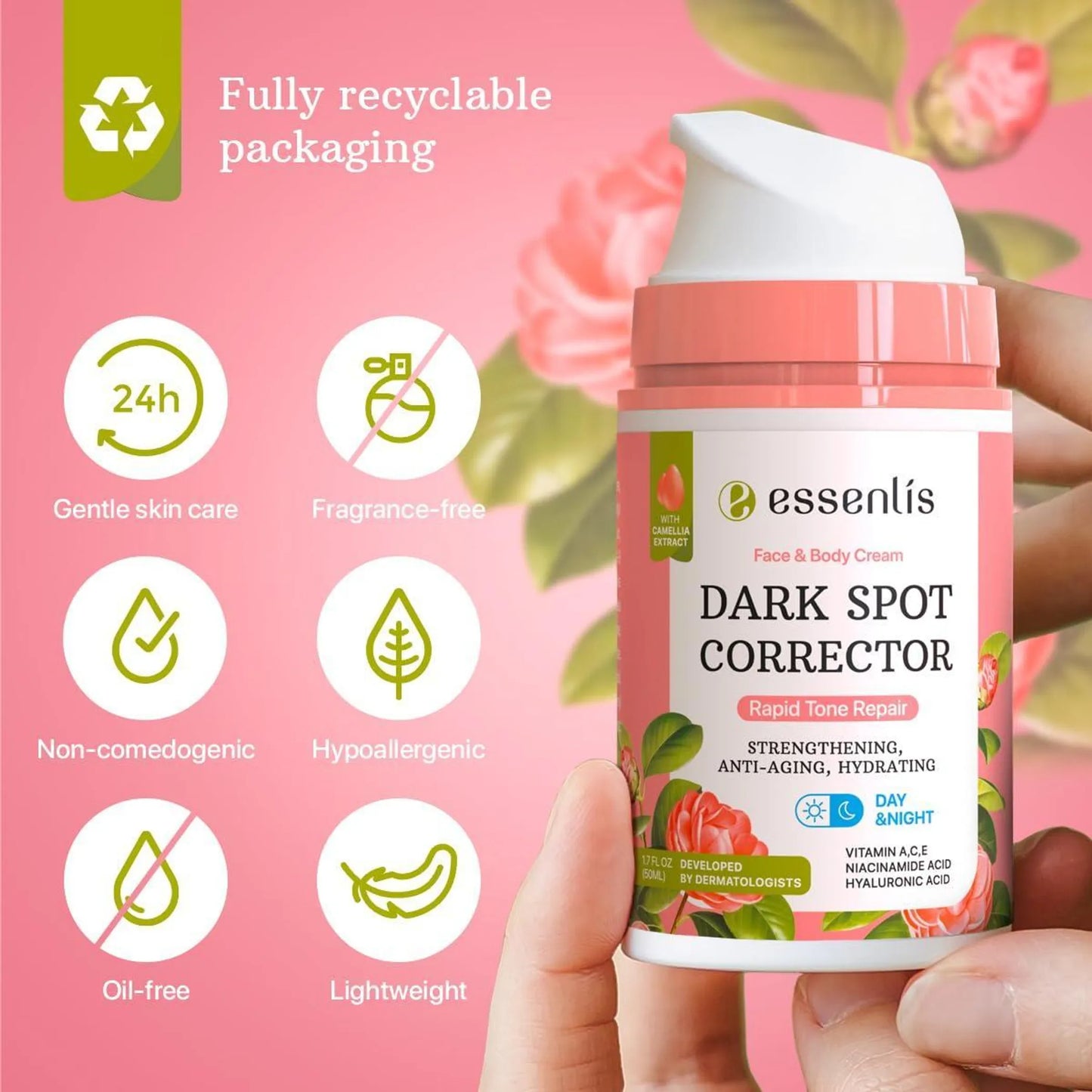 Dark Spot Remover for Face Body Underarms Armpit Knees Elbows Sensitive Area Promotes Anti Aging Effect Dark Spot Corrector for Women and Men