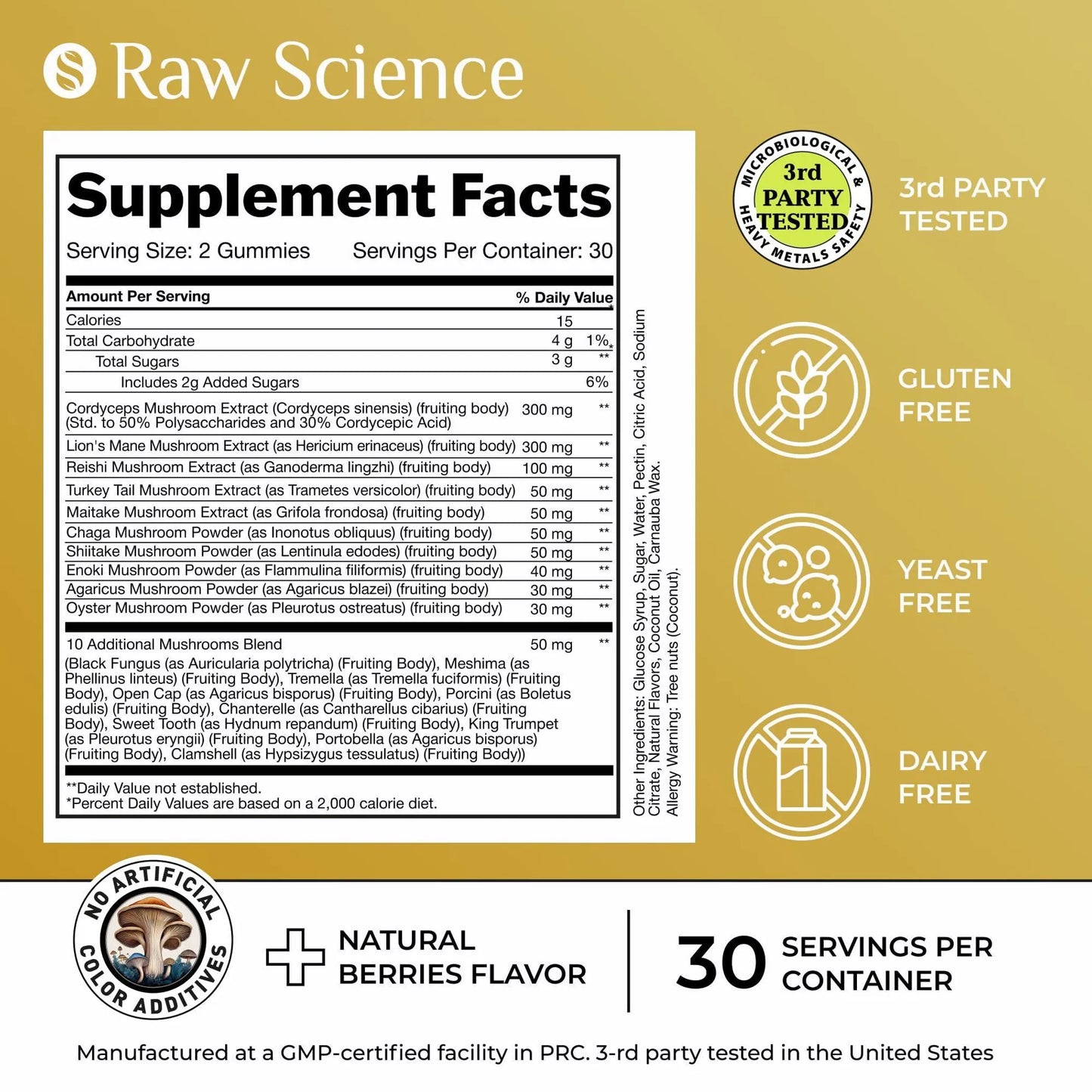 Mushrooms Complex Gummies with Lions Mane Nootropic Brain Supplements