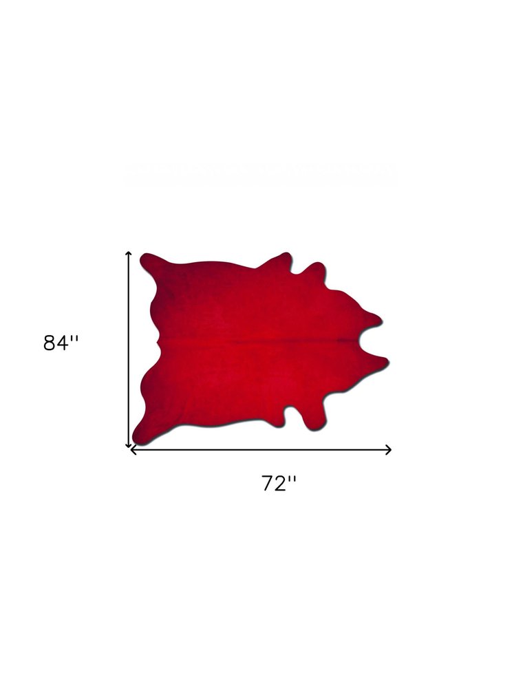 6' X 7' Red Cowhide Area Rug