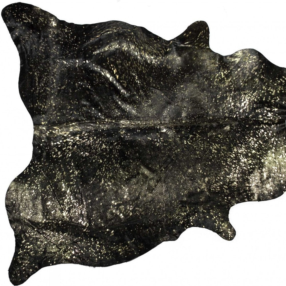 72" X 84" Chocolate And Gold Cowhide - Area Rug