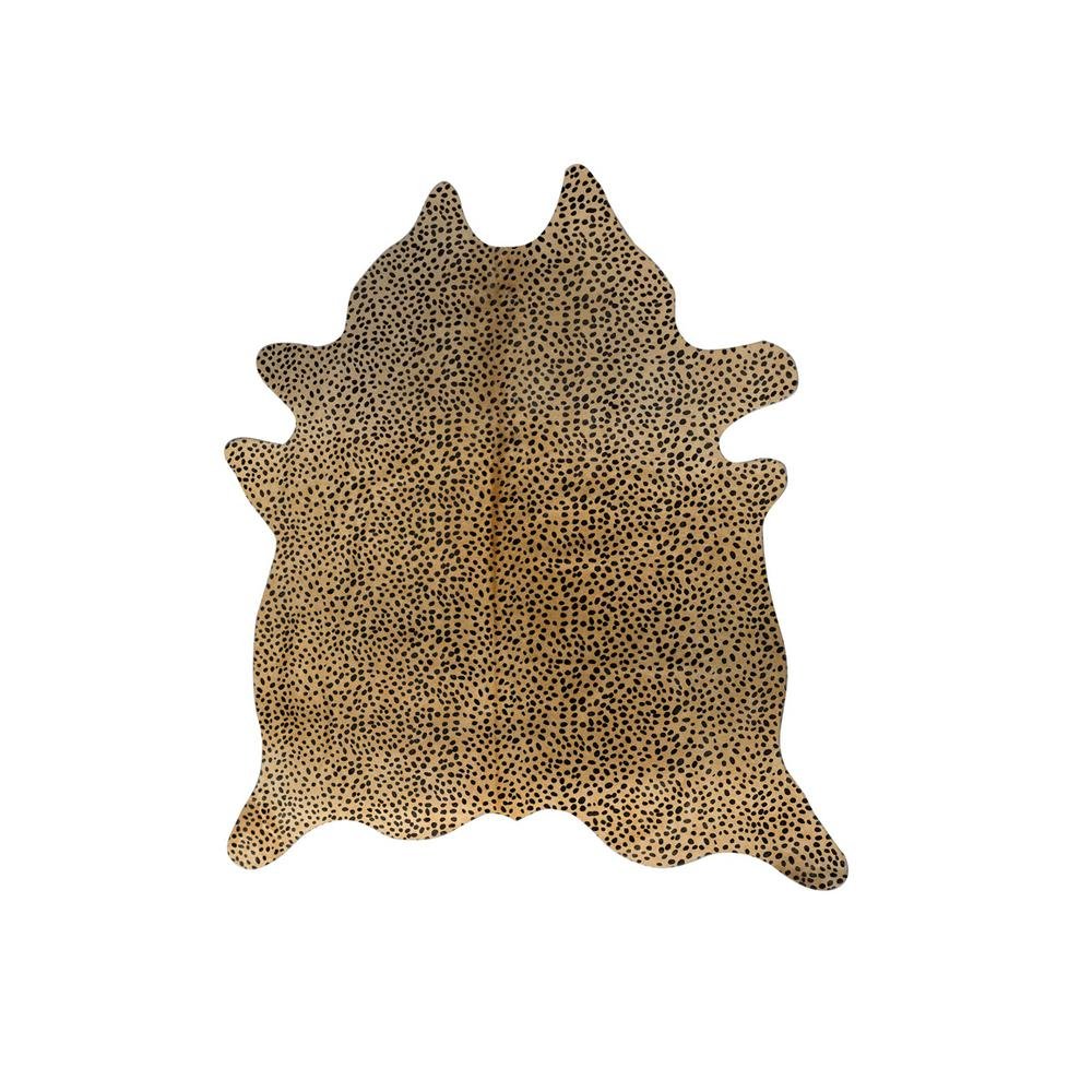 6' X 7' Brown And Black Cowhide Cheetah Print Area Rug